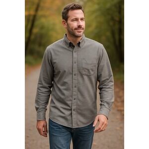 Eddie Bauer XXL Mens Soft Flannel Shirt Long Sleeve Button Up Gray Heritage